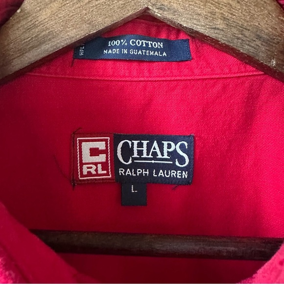 Vintage Chaps Ralph Lauren Red Button Down Shirt. Large. Cotton. - Picture 5 of 7